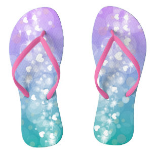 White Heart Flip Flops