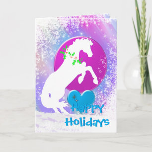 White Heart Horses V Holiday (Colourful Haze) Card