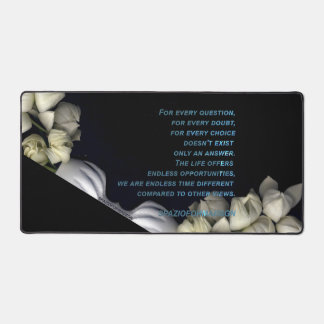 "White heart in black from moon" & Doubt Desk Mat