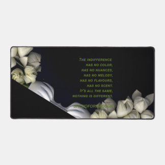 "White heart in black from moon" & Indifference Desk Mat