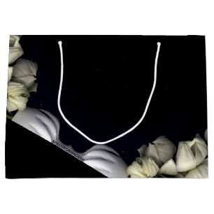 "White heart in black from moon" Large Gift Bag