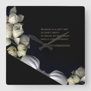"White heart in black from moon" & Silence Square Wall Clock