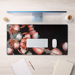 "White heart in black from sun" Desk Mat