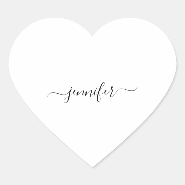 White Heart Minimalism Name Bridal Small Business Sticker (Front)