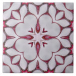 White Heart Modern Flower on Red Tile<br><div class="desc">Modern design of a white heart flower with red details.</div>