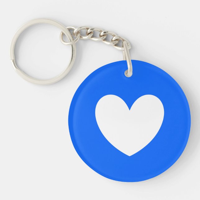 White heart on blue keychain (Front)