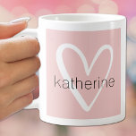 White Heart on Blush Pink Monogram Coffee Mug<br><div class="desc">This stylish coffee mug features a first name over a cute white heart on a blush pink background. MORE colours and matching items in our collection.</div>