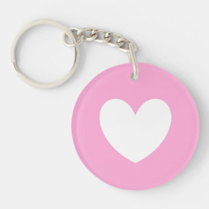 White heart on Cotton Candy Pink Keychain