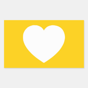 White Heart on Gold Sticker