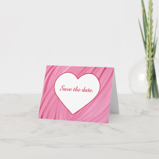 White heart on pink red blends Save the date cards (Front)