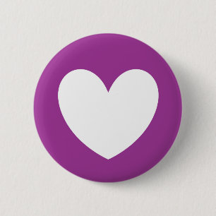 White heart on Purple Cactus Flower purple 2 Inch Round Button