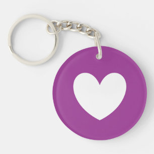 White heart on purple keychain