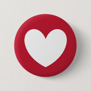 White heart on red 2 inch round button