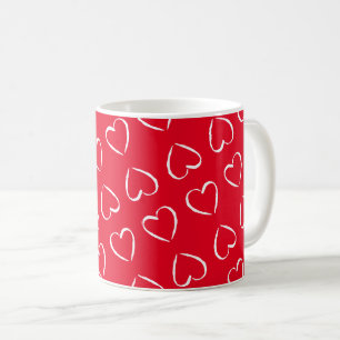 White heart on red coffee mug