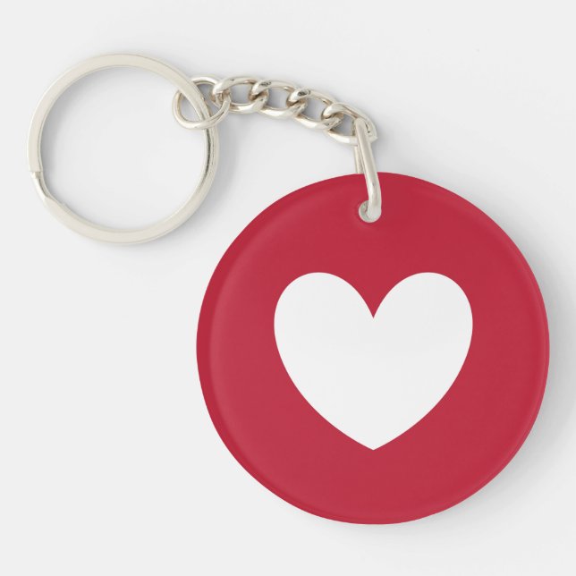 White heart on red keychain (Front)