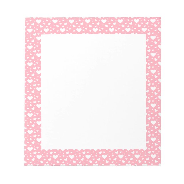 White Heart Pattern On Pink - Valentine's Day Notepad (Front)