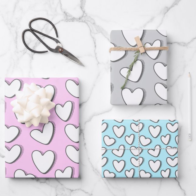 White Heart Pattern Wrapping Paper (Front)