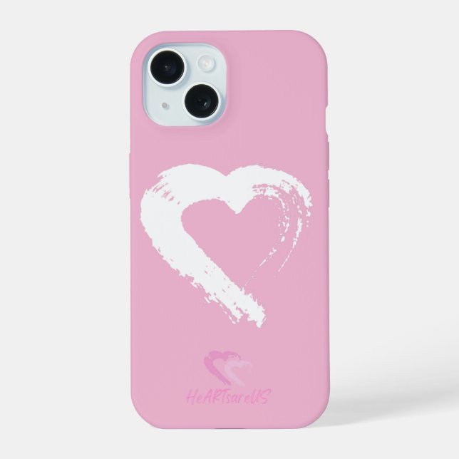 White Heart Pink iPhone 15 Case (Back)