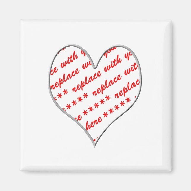White Heart Shaped Photo Frame Magnet (Front)