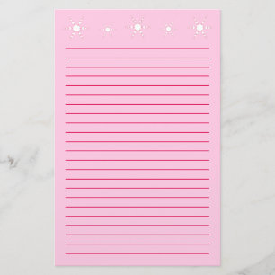 White Heart Snowflakes Lined Stationery Paper