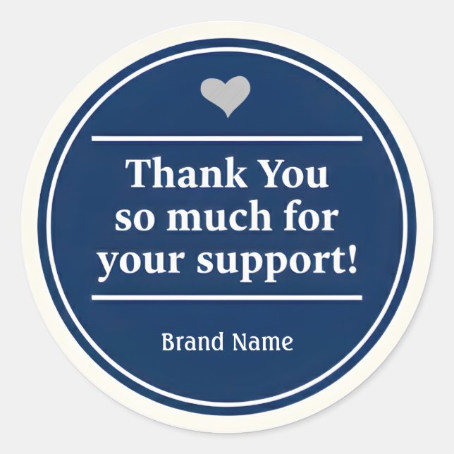 White Heart Thank You Business Sticker  (Front)