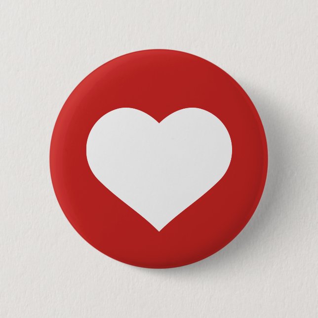 White Heart with Red Background 2 Inch Round Button (Front)