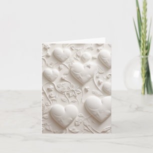 White Hearts Blank (Embossed Look)  Invitation