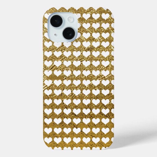 white hearts on golden Case-Mate iPhone case (Back)