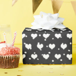 White Hearts On Polka Dots Wrapping Paper