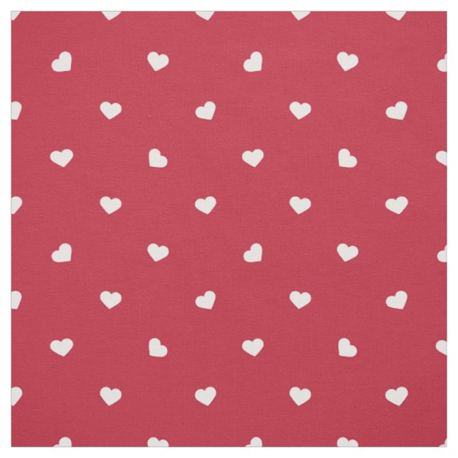 White Hearts On Red Fabric (Swatch)