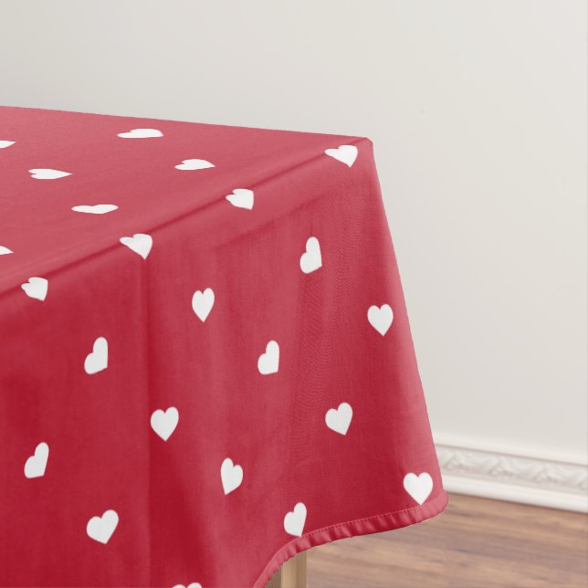 White Hearts On Red Tablecloth (In Situ)