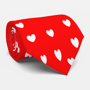 White hearts pattern on red tie