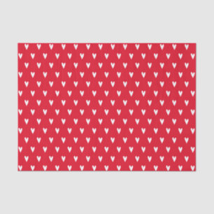 White Hearts Pattern Red Romantic  Tissue Paper