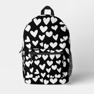 White Hearts Printed Backpack