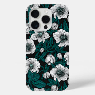 White Hellebores with blue leaves iPhone 15 Pro Case