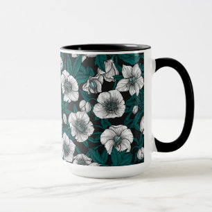 White Hellebores with blue leaves Mug