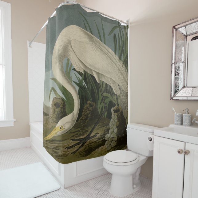 White Heron, Great Egret, Audubon Birds of America (In Situ)