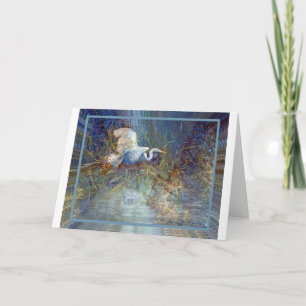 white heron holiday card