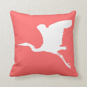 White Heron in Flight Throw Pillow
