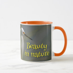White heron mug