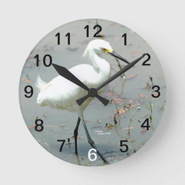 White heron Wall Clock (Front)