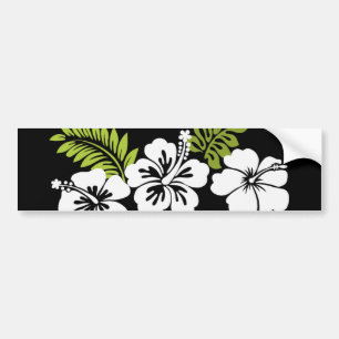 White hibiscus and leaves bumper sticker