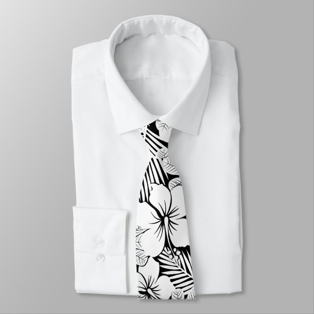 White hibiscus and palm leaves tie (Tied)