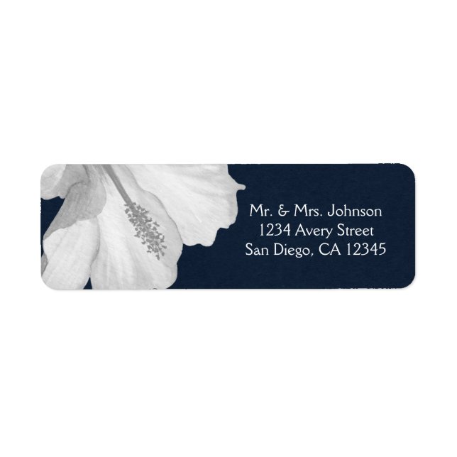 White Hibiscus Blue Tropical Wedding Aloha (Front)