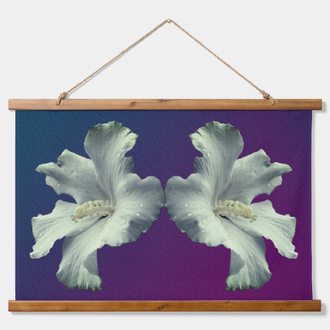 White Hibiscus Flower Art Hanging Tapestry (Front)