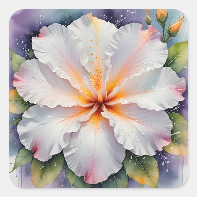 white hibiscus flower stickers (Front)
