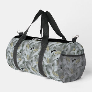 White Hibiscus Flowers Bouquet Personalized Duffle Bag