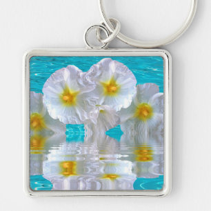 White Hibiscus Keychain