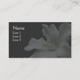 White Hibiscus On Black Floral Business Card