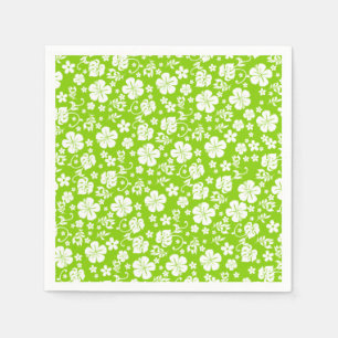 White Hibiscus on Lime Green Tropical Chic Napkin